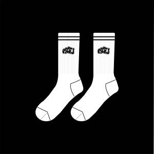 MTTWx LOGO SOCKS WHITE, VERTICAL STRAP LINE